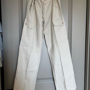 Women 100% Linen Pants Size XS Low-rise